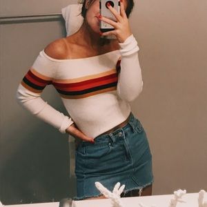 pacsun stripe off shoulder shirt!!